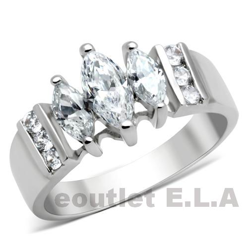 1.31CT MARQUISE CZ SILVER ENGAGEMENT RING-4 sizes